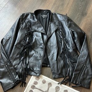 Express fringe leather jacket